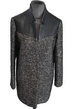Superbe manteau laine cuir - laine,