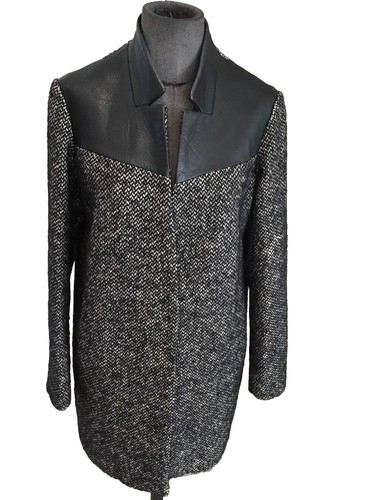 Superbe manteau laine cuir - superbe,