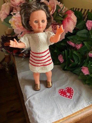 Robe blanche rouge poupee - rouge,