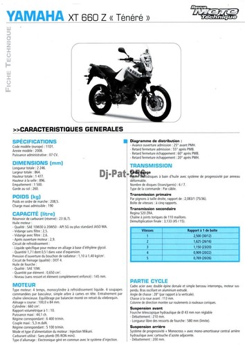 Fiche technique moto yamaha - fiche,