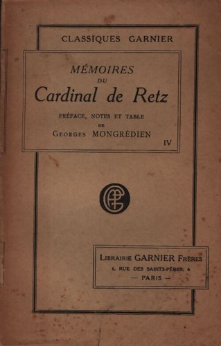 Mémoires cardinal retz - mémoires, de