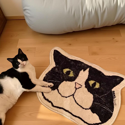 Tapis chat grande tête - tapis, à