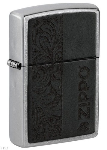 Zippo black leather - leather, with