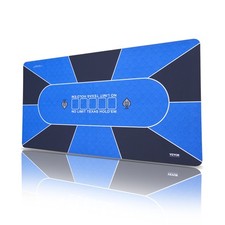 VEVOR Tapis de Poker 180x90 cm Tapis de Jeu de Cartes Pliable avec Sac Bleu