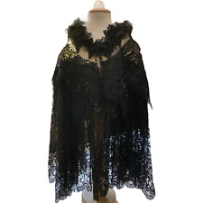 Raffiné Châle En Dentelle Noire, Époque Début 1900