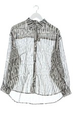 STRADIVARIUS Chemise à manches longues Dames Chemise T EU 40 gris clair-blanc