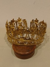 ANCIENNE COURONNE RELIGIEUSE/STATUE/LA VIERGE/LAITON/CROWN/STRASS/DIADEME/H.5c