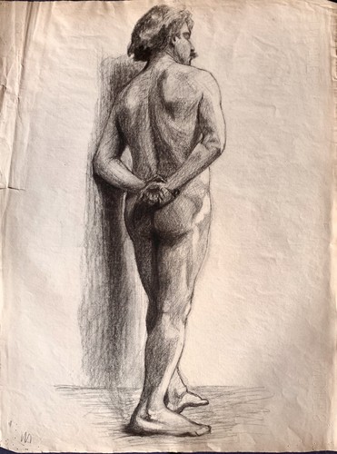 Dessin ancien homme - dessin, nu