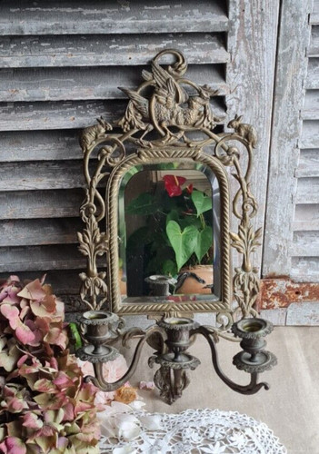 Ancien miroir bronze mural - ancien,