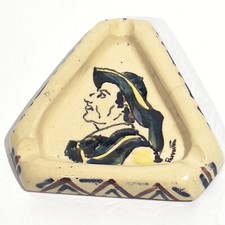 Rare cendrier en faïence breton Signé Perrotte Bretagne Pontivy 1950 era Quimper