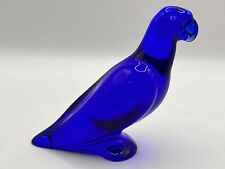 Figurine perruche perruche bleu cobalt en cristal de Baccarat 3,9 pouces de haut