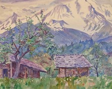 Alfred Debergue (1873-1948) (06) - aquarelle - Mont Blanc