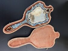 Face à main miroir 19ème émaux cloisonnés fleurs 19thC enamel hand mirror