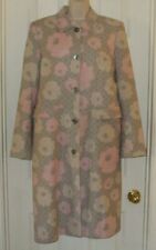 Boden US 10/UK 14 Linen Gray/Pink Rose Pattern Spring Coat