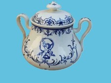 Sucrier faience  Bordeaux Jules Vieillard & Cie décor moustiers.