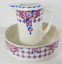 Ensemble de toilette, broc et bassine faïence de St Amand modèle Guelma 