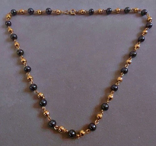 Collier plaqué hématite - plaqué, or