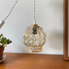 Lampe suspension baladeuse globe ancien en verre doré LAMP-7560