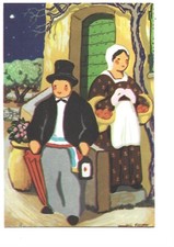 ILLUSTRATION ANDRE FILIPPI - SANTONS DE PROVENCE - LE MAIRE ET SA FEMME