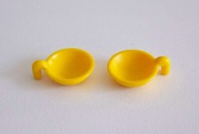 PLAYMOBIL VAISSELLE - Lot de 2 Ecuelles Assiettes Jaune Foncé