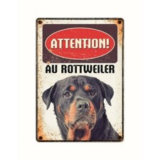 PLAQUE VINTAGE ATTENTION AU ROTTWEILER