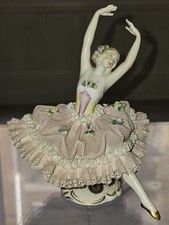 SITZENDORF THURINGE PORCELAINE GRANDE FIGURINE  DANSEUSE BALLERINE DENTELLE