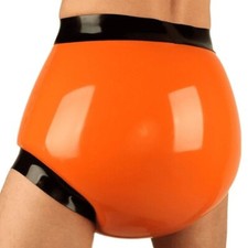 Sous-vêtements gonflables en latex slips garçon orange et noir 0,4 mm-