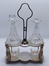 ANCIEN HUILIER VINAIGRIER MÉTAL ARGENTÉ FLACONS CHRISTOFLE BOUCHONS SILVER