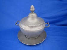 DV1849 ETAIN PLAT + SOUPIERE TRES ANCIEN 2,6KG couronne