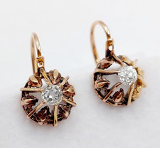 Dormeuses victorienne or rose 18k diamants tailles ancienne (circa 1900)