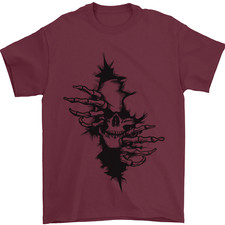 A Crâne From A Déchiré Chemise Gothique Goth Biker T-Shirt 100% Coton