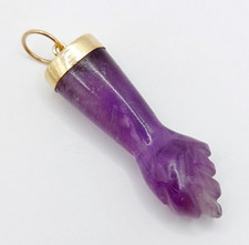 Pendentif vintage or 14k main de figa en améthyste