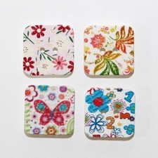 Bouton en Bois Fantaisie Carré 18mm 2 Trous Lot de 50 Mixte Couture Scrapbooking