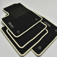 Tapis De Sol Fiat 500 Berline Cabriolet Depuis 2013 Logo Velours Brodé CRÈME