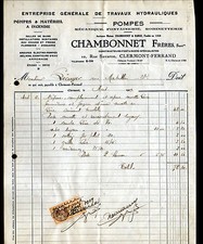 CLERMONT-FERRAND (63) POMPES FONTAINES & MATERIEL de POMPIER "CHAMBONNET" 1929