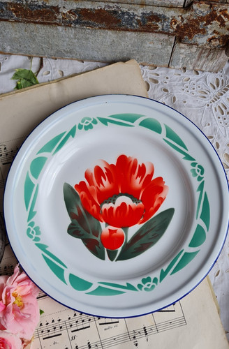 Ancienne assiette emaillee - ancienne,