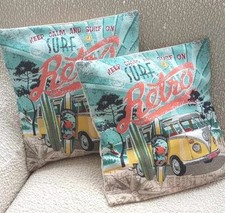  Lot de Deux Housses de Coussin combi-vw 40x40 Cm Fait Main 