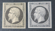 Timbres Napoleon 2 Essais du 10 ct Type II en Noir Neuf ** Papier Blanc et Crème