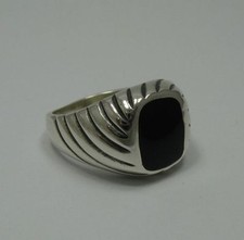 Bague chevaliere en argent sterling véritable avec émail massif poinçonné 925