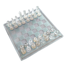 Jeu d'Echecs Verre Transparent Dépoli Complet Plateau 25 x 25 cm Pion 32 pièces