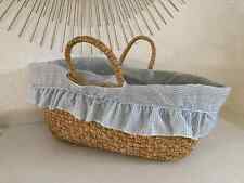 2 ⚜️ Ancien Petit Couffin Pour Poupée, Poupon en Osier Vintage Longueur 56 Cm