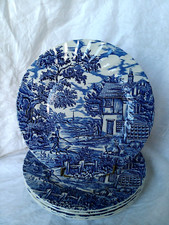 5 assiettes plates en faïence