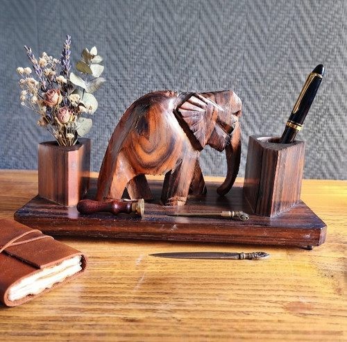 Porte stylo éléphant vintage - porte-stylo,