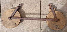 Ancienne poulie double en bois