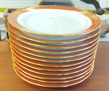 Lot 12 assiettes Emaux PORCELAINE LIMOGES décor Ocre et Or ROUGE 04 8MAG 26/08