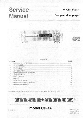 Service manuel instructions - service, d'instructions