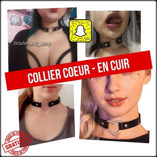 Collier sexy cuir noir - ★, en