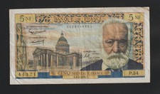 TRES BEAU BILLET 5 NF VICTOR HUGO P.54 du 6-4-1961 ISSU DE LA CIRCULATION !