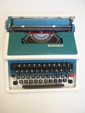 Machine à écrire bleu vert et blanche UNDERWOOD 315, année 1973, port gratuit