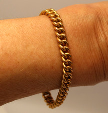 Ancien Bracelet en Plaqué Or Jaune Maille Gourmette Signé MURAT L.19 cm
